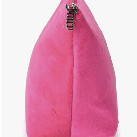 Juicy Couture Women’s Hot Pink Velvet Cosmetic Bag with Rhinestone “Juicy” Logo - Picture 5 of 5